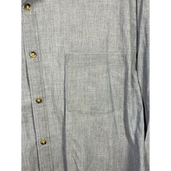 Peter Millar Blue Denim Chambray Shirt Long Sleeve Button Down Size XL‎ Distress - Picture 5 of 11